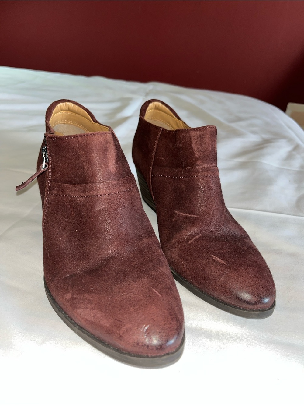 Franco Sarto Women’s Greco Burgundy Suede Ankle Boots 8.5